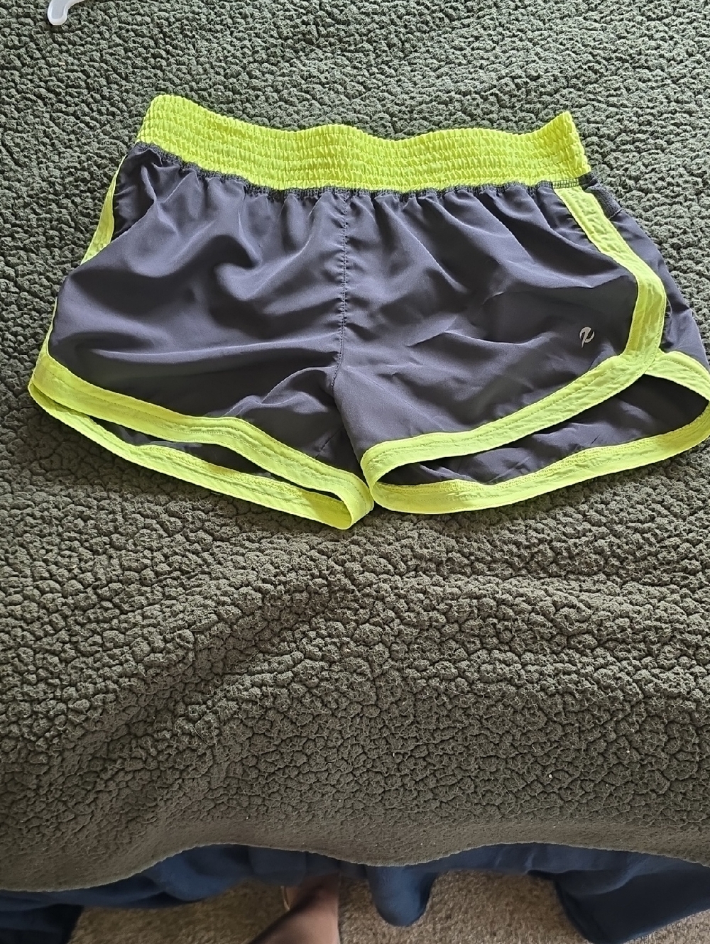Energy Zone Gray Athletic Shorts with Neon Yellow Trim